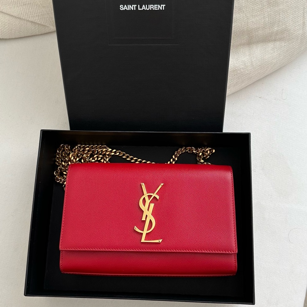 YSL small Kate bag - red with gold hardware